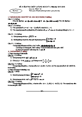 Đề kiểm tra chất lượng học kỳ I năm học 2012-2013 môn thi Toán 10